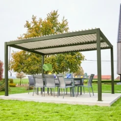 sweeek Pergola bioclimatica 3x4m in alluminio e acciaio, lamelle orientabili
