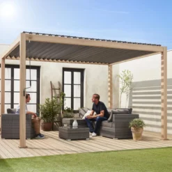 sweeek Pergola bioclimatica 3x4m in alluminio, lamelle orientabili