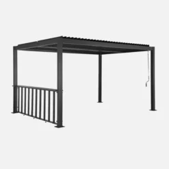 sweeek Pergola bioclimatica 3x3m in alluminio e acciaio + ringhiera bassa 3m