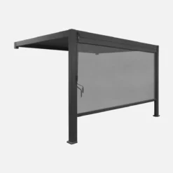 sweeek Pergola bioclimatica 3x4m in alluminio addossata + tenda 4m