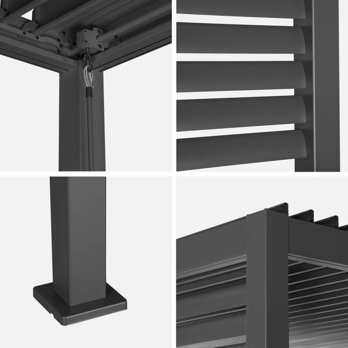 sweeek Pergola bioclimatica 3,5x3,5m in alluminio con lamelle orientabili + persiana