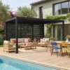 sweeek Pergola bioclimatica 3x4m in alluminio e acciaio + 3 persiane 1.3m