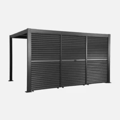 sweeek Pergola bioclimatica 3x4m in alluminio e acciaio + 3 persiane 1.3m con lamelle orientabili
