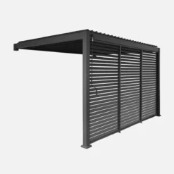 sweeek Pergola bioclimatica 3x4m in alluminio addossata + 3 persiane 1.3m