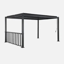 sweeek Pergola bioclimatica 3x4m in alluminio e acciaio + bar 3m