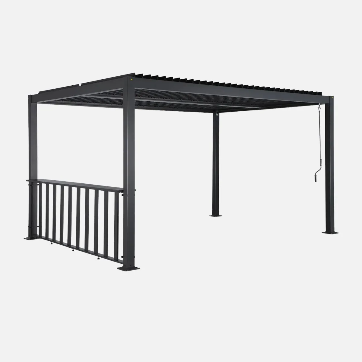 sweeek Pergola bioclimatica 3x4m in alluminio e acciaio + bar 3m