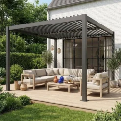 sweeek Pergola bioclimatica 3.6x3.6m in alluminio e acciaio con lamelle orientabili