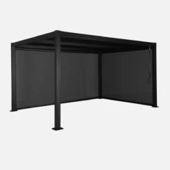 sweeek Pergola bioclimatica 3x4m in alluminio e acciaio + 1 tenda 3m + 1 tenda 4m