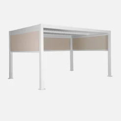 sweeek Pergola bioclimatica 3x4m in alluminio e acciaio + 2 tende 3m + 1 tenda 4m