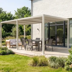 sweeek Pergola bioclimatica 3x6m in alluminio e acciaio, lamelle orientabili