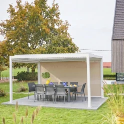 sweeek Pergola bioclimatica 3x4m in alluminio e acciaio + tenda 4m