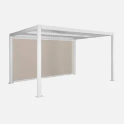sweeek Pergola bioclimatica 3x4m in alluminio e acciaio + tenda 4m