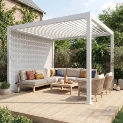 sweeek Pergola bioclimatica 3x4m in alluminio + pannello verticale 3m