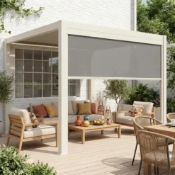 sweeek Pergola bioclimatica 3x4m in alluminio + tenda da sole 3m