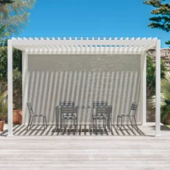 sweeek Pergola bioclimatica 3x4m in alluminio + tenda da sole 4m