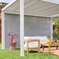 sweeek Pergola bioclimatica 3x4m in alluminio + tenda da sole 4m