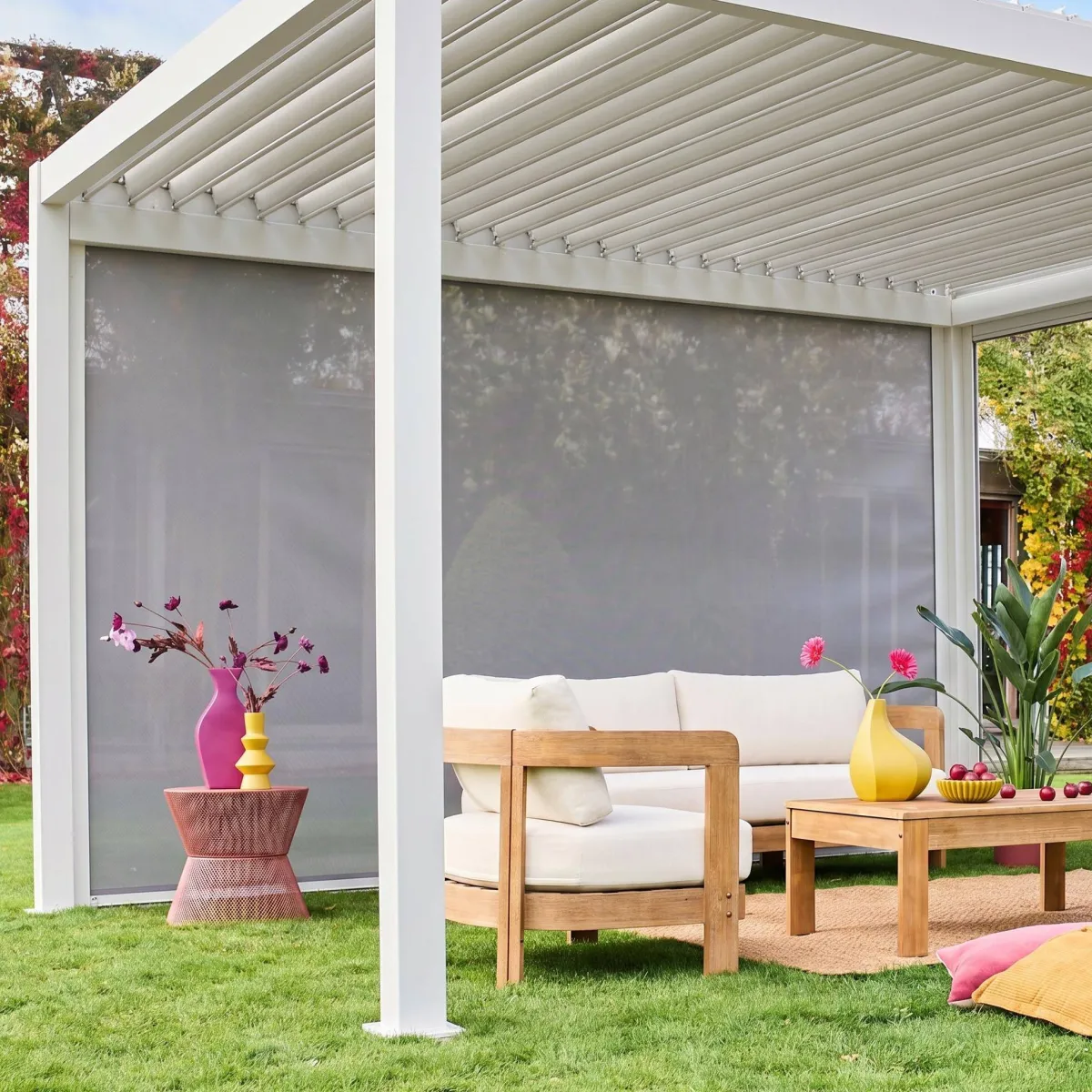 sweeek Pergola bioclimatica 3x4m in alluminio + tenda da sole 4m