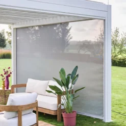 sweeek Pergola bioclimatica 3x4m in alluminio + tenda da sole 4m