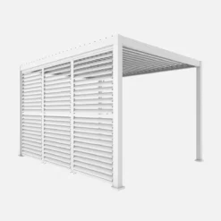 sweeek Pergola bioclimatica 3x4m in alluminio + 3 persiane 1.3m a lamelle orientabili
