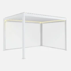 sweeek Pergola bioclimatica 3x4m in alluminio LED + tenda 3m + tenda 4m