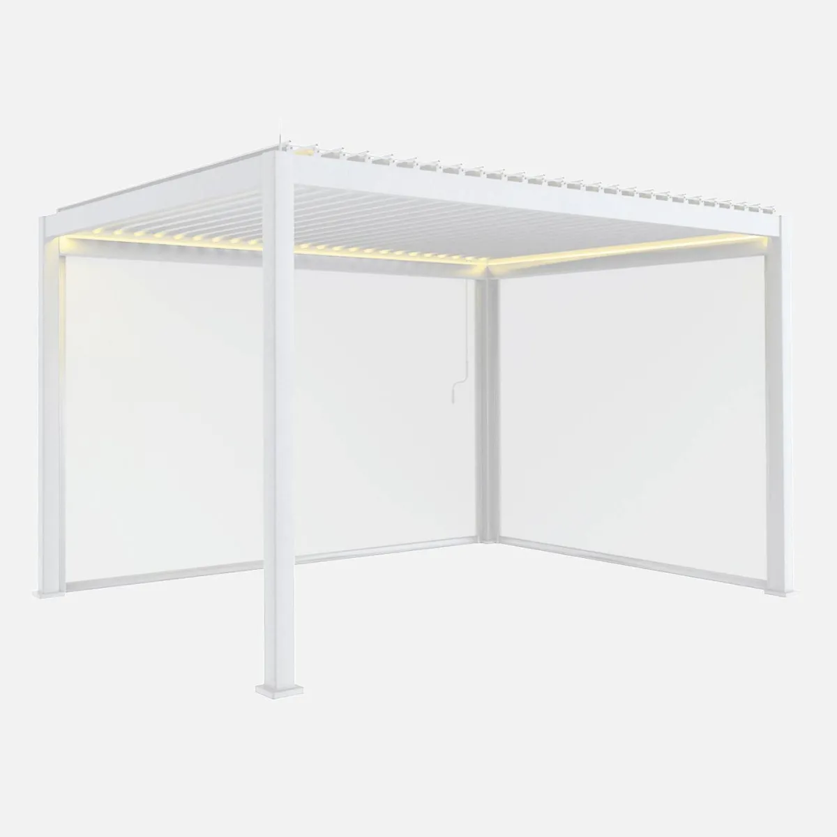 sweeek Pergola bioclimatica 3x4m in alluminio LED + tenda 3m + tenda 4m