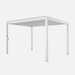 sweeek Pergola bioclimatica 3x4m in alluminio + 2 tende da 3m + 1 tenda da 4m