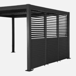 sweeek Pergola bioclimatica 3x4m in alluminio e acciaio + 3 tende 1m con lamelle orientabili