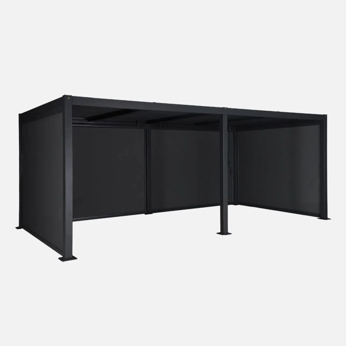 sweeek Pergola bioclimatica 3x6m in alluminio e acciaio + 4 tende 3m