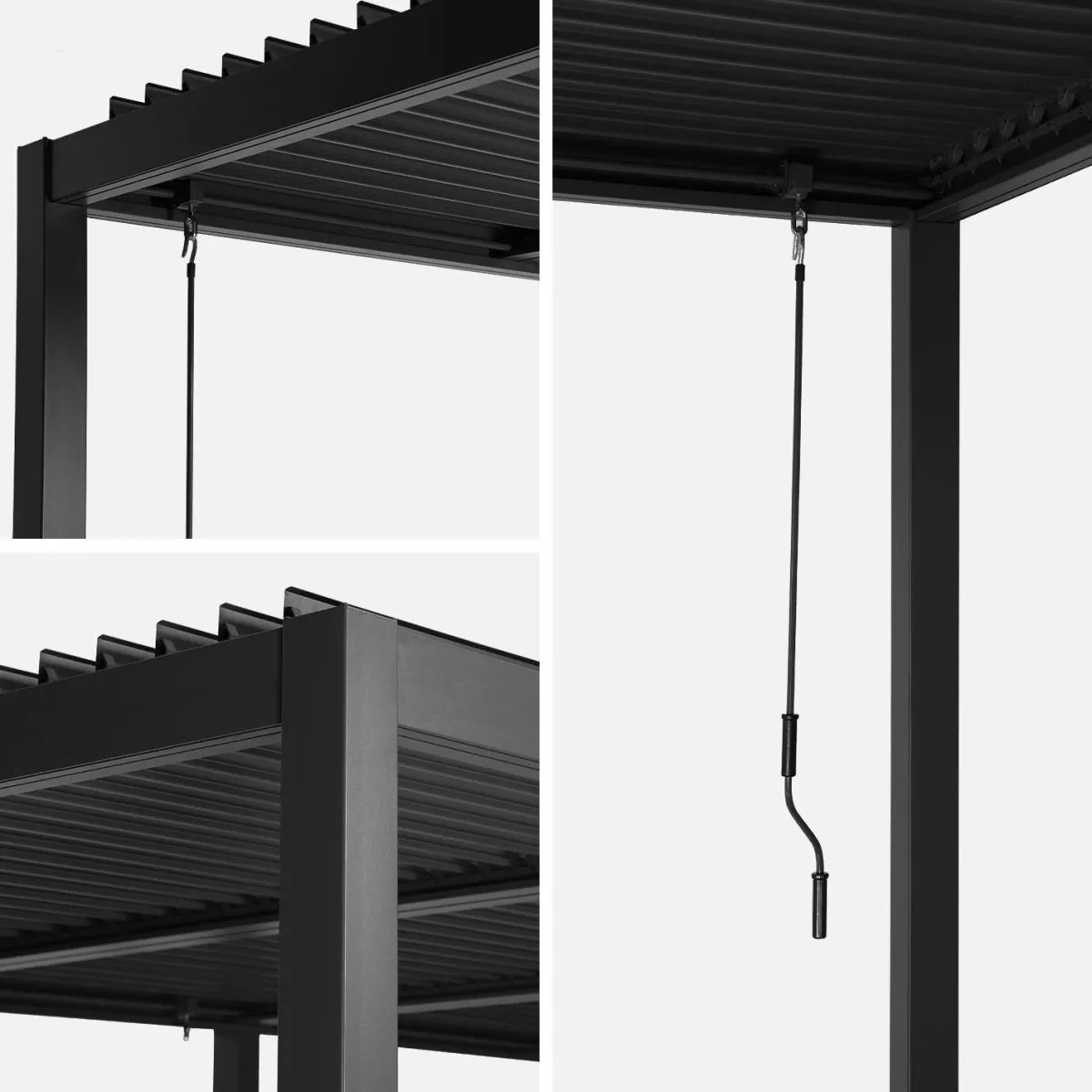 sweeek Pergola bioclimatica 3x6m in alluminio e acciaio + 4 tende 3m