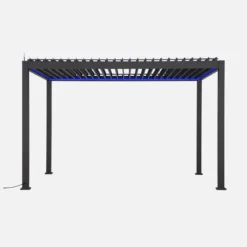 Pergola bioclimatica 3x4m motorizzata in alluminio LED + 1 tenda 3m