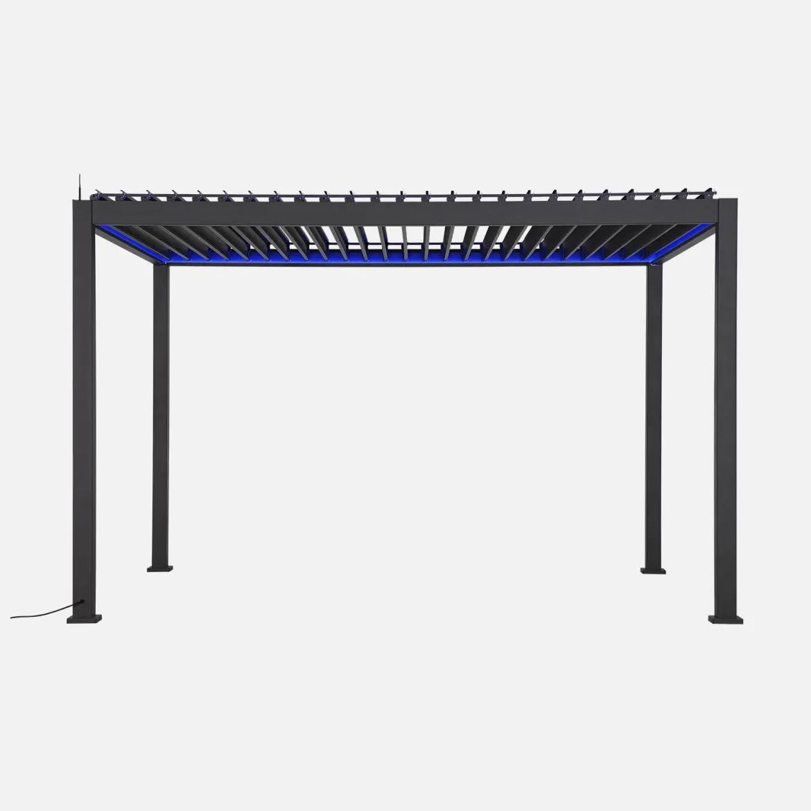 Pergola bioclimatica 3x4m motorizzata in alluminio LED + 1 tenda 3m