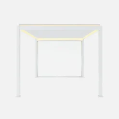 sweeek Pergola bioclimatica 3x4m motorizzata in alluminio LED + 1 tenda 3m