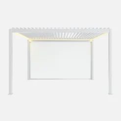 sweeek Pergola bioclimatica 3x4m motorizzata in alluminio LED + tenda 4m