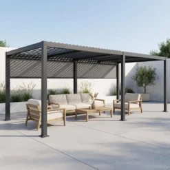 Pergola bioclimatica 3x6m + 2 tende 3m