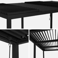sweeek Pergola bioclimatica 3x6m + 2 tende 3m