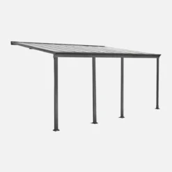 sweeek Pergola carport addossata in alluminio 3x6 m con grondaia