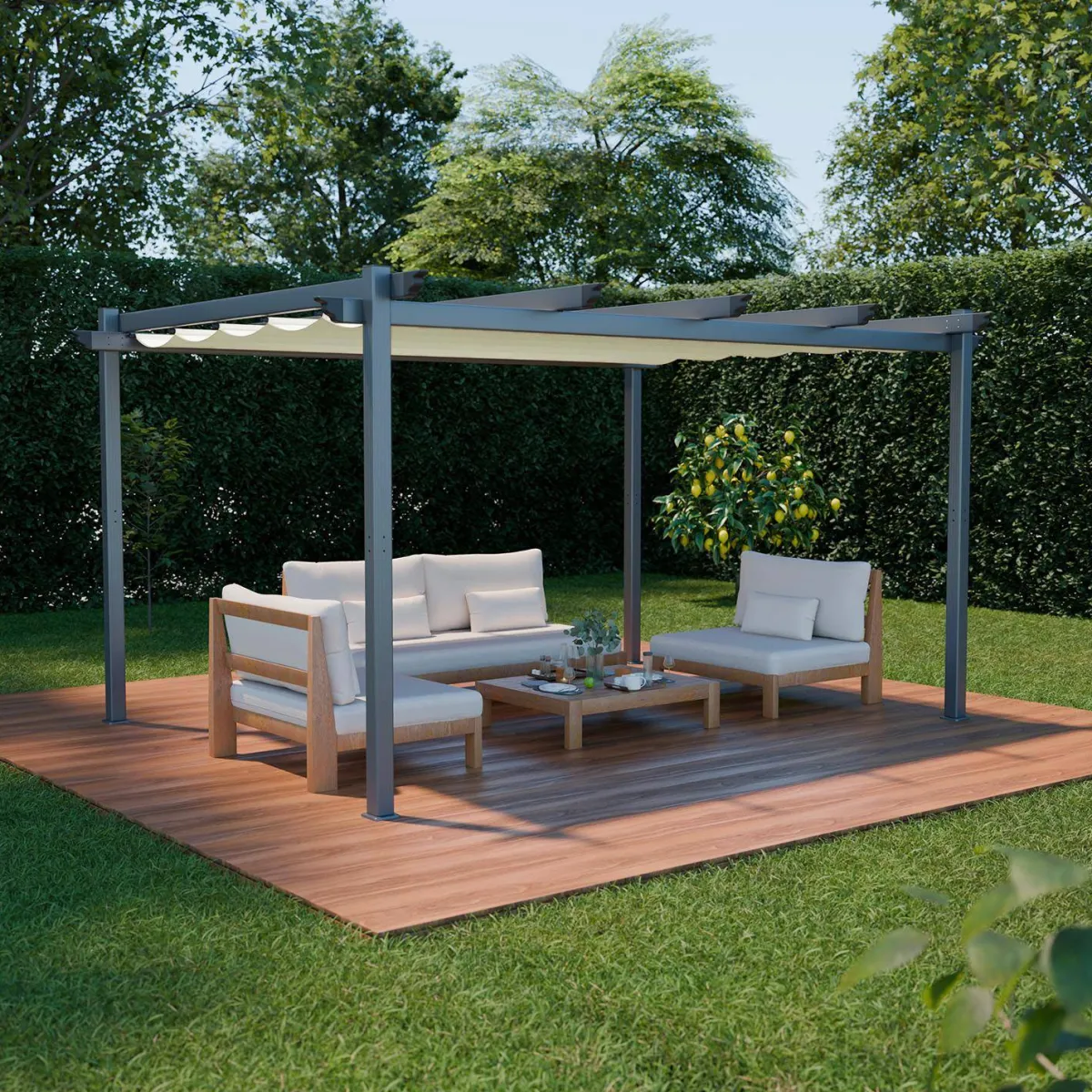 sweeek Pergola 3x4m in alluminio telo scorrevole