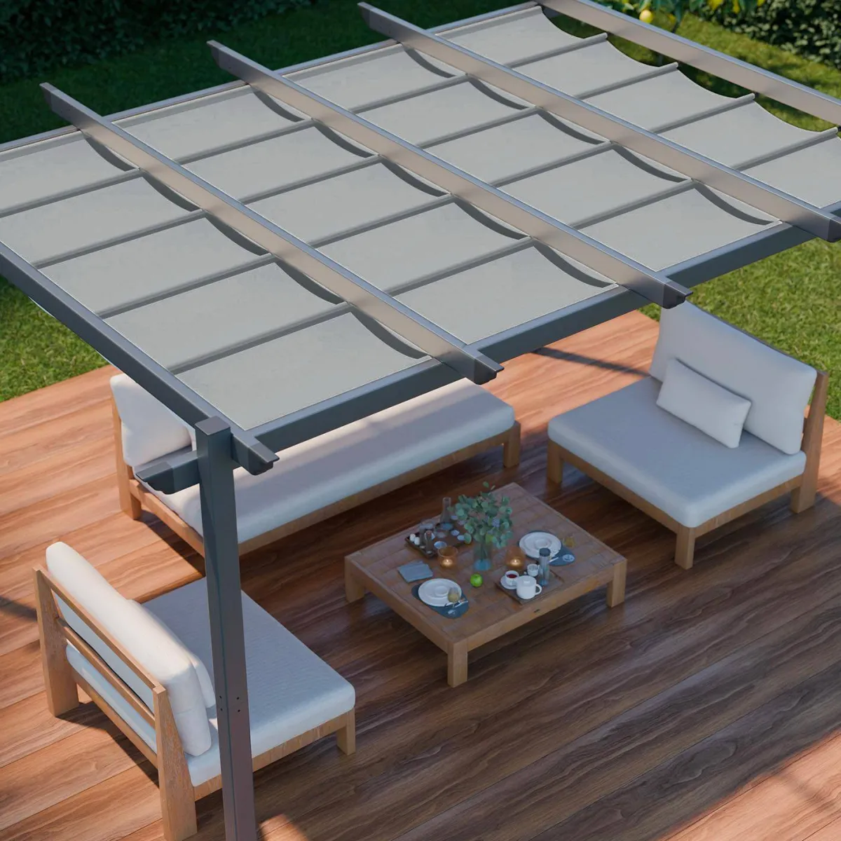 sweeek Pergola 3x4m in alluminio telo scorrevole