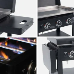 sweeek Piastra plancha a gas a 3 bruciatori con carrello e utensili