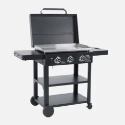 sweeek Piastra plancha a gas a 3 bruciatori con carrello e utensili