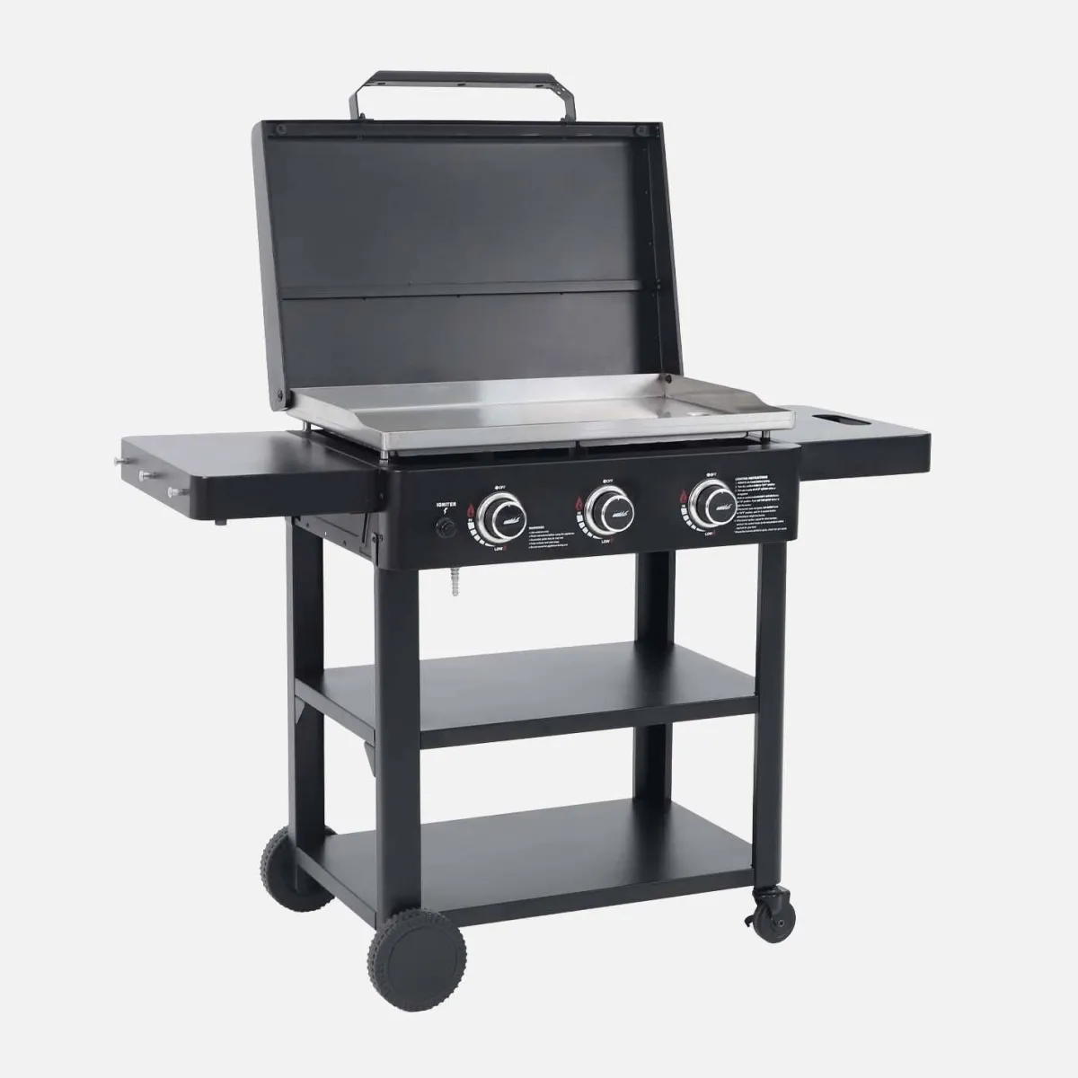 sweeek Piastra plancha a gas a 3 bruciatori con carrello e utensili
