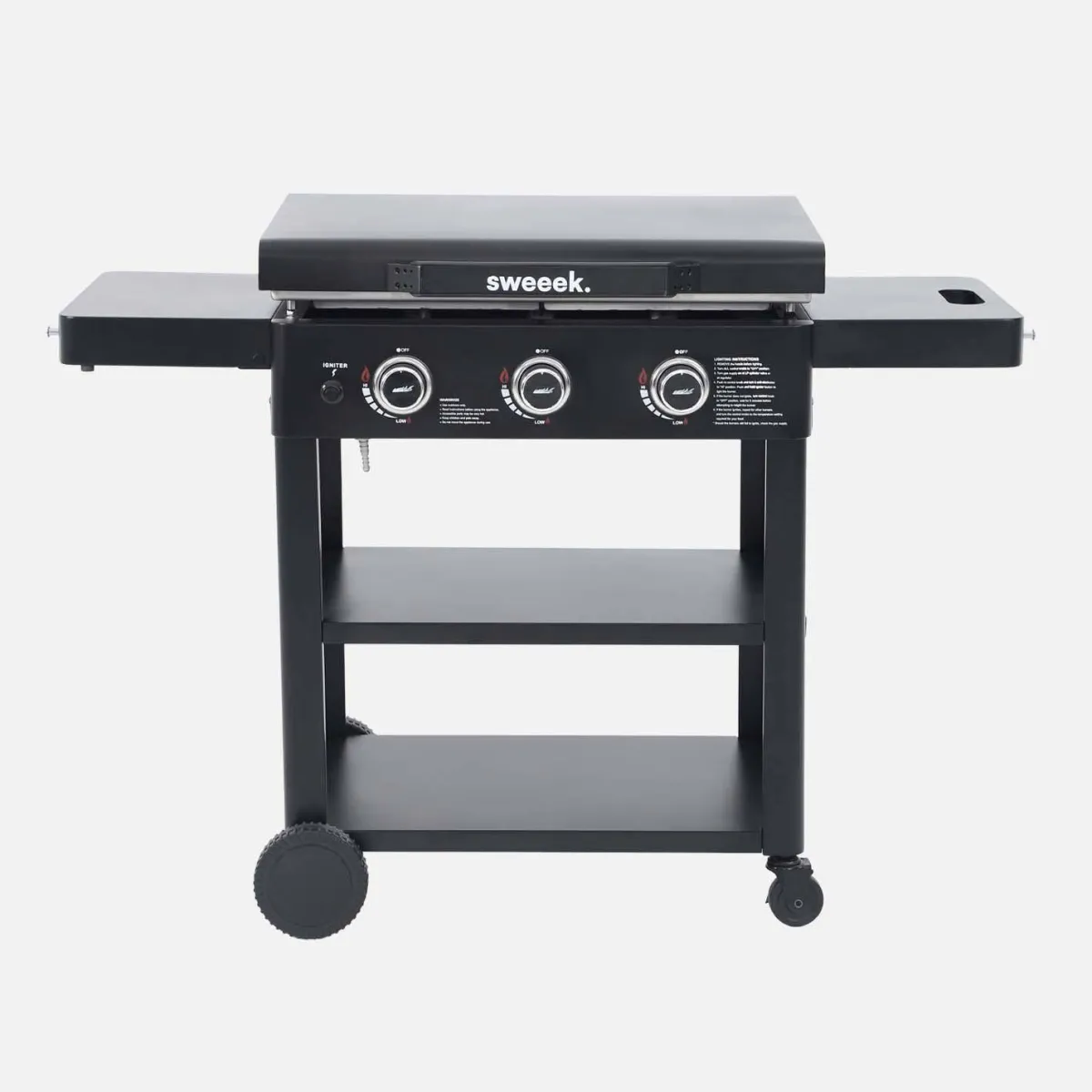 sweeek Piastra plancha a gas a 3 bruciatori con carrello e utensili