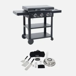 sweeek Piastra plancha a gas a 3 bruciatori con carrello e utensili