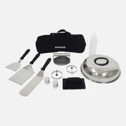 sweeek Piastra plancha a gas a 3 bruciatori con carrello e utensili