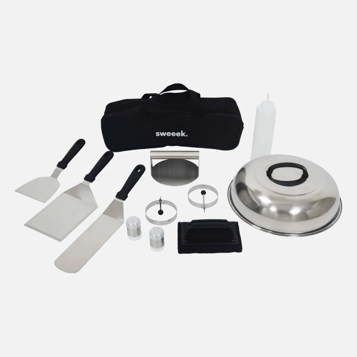 sweeek Piastra plancha a gas a 3 bruciatori con carrello e utensili