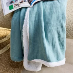 sweeek Plaid Sherpa e mussola di cotone , 170cm