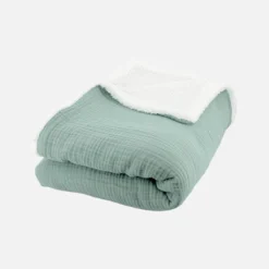 sweeek Plaid Sherpa e mussola di cotone , 170cm