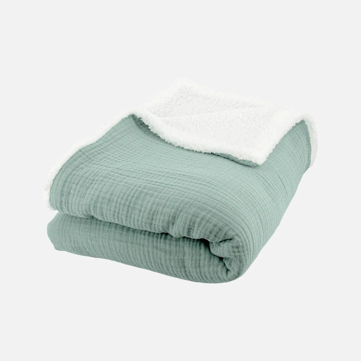 sweeek Plaid Sherpa e mussola di cotone , 170cm