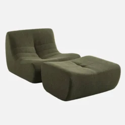 sweeek Poltrona bouclé testurizzata con poggiapiedi