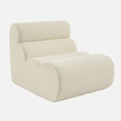sweeek Poltrona bouclé testurizzata con poggiapiedi
